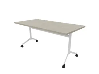 klaptafel,HxBxD 750x1600x800mm,hoekig,T-voet wit,ovale buis,blad beton - 1