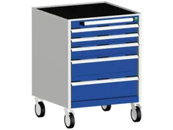 ladekast verrijdbaar 880x650x650mm 5laden romp RAL7035 front RAL5010