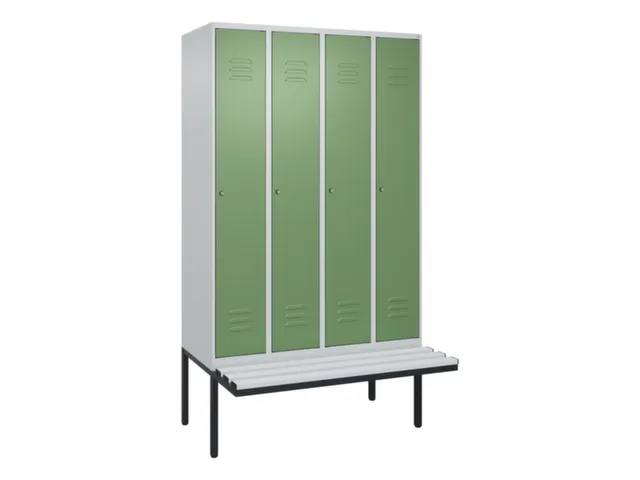 locker met bank,HxBxD 2120x1200x815mm,4vak,vak B 300mm,cil.-slot