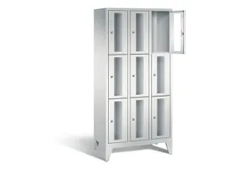 lockerkast 1850x900x500mm 3x3 vakken Cilinderslot Poten, RAL7035