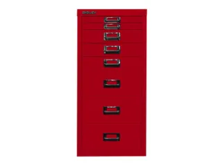 kantoor-ladekast HxBxD 590x279x380mm 8 laden romp kardinaalrood staal - 1