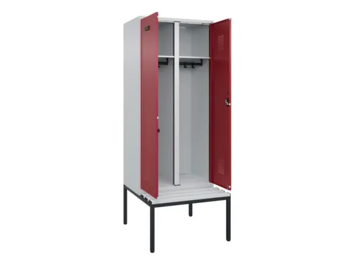 locker met bank,voor scheiding van kleding,HxBxD 2120x800x815mm,2vak