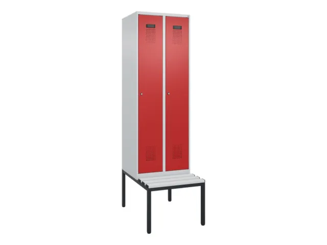 locker met bank,voor scheiding van kleding,HxBxD 2120x600x815mm,2vak