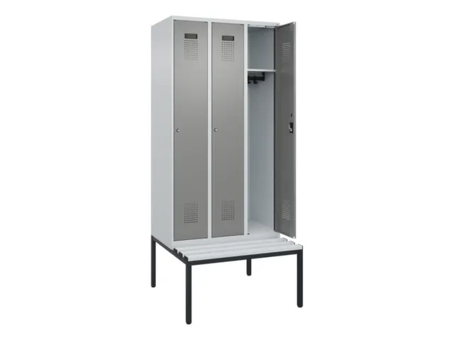 locker met bank,HxBxD 2120x900x815mm,3vak,vak B 300mm,cilinderslot