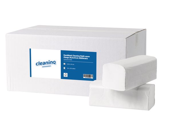 Handdoek Cleaninq Multi-vouw 2laags 20,5x24cm 3060stuks | HanddoekDispensers.nl