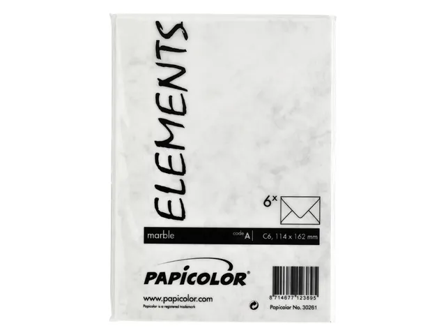 Envelop Papicolor C6 114x162mm Marble grijs Gegomd