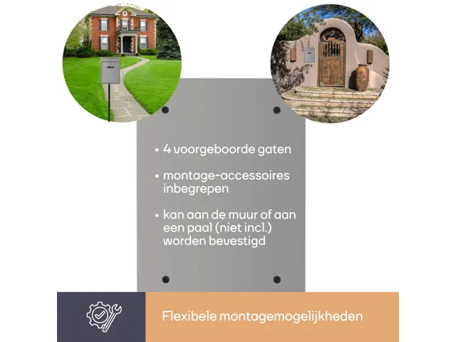 Brievenbus Ibiza Zilvergrijs met naamplaatje incl. 2 sleutels 36x26x8c