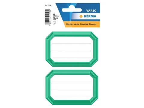 Boek Etiket Herma 5716 82x55mm Groene rand gelinieerd 12 stuks