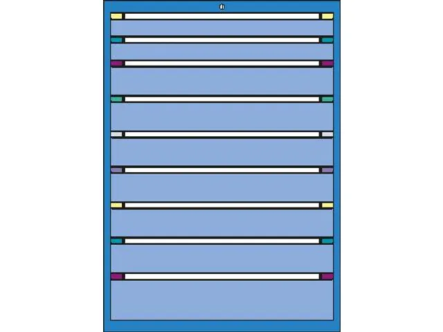 ladekast HxBxD 1400x605x695mm 9laden slot RAL7035 front RAL7035