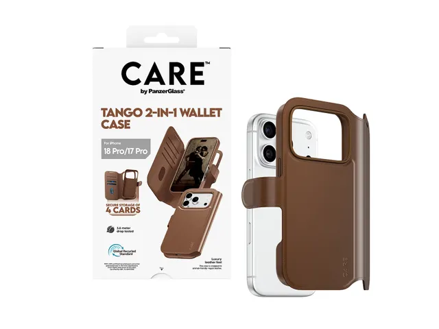 PanzerGlass CARE by Tango 2-in-1 Wallet Case Brown w. MagSafe iP