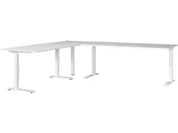 hoekbureau,in h. verstelb.,HxBxD 710-910x2600x2200mm,blad wit