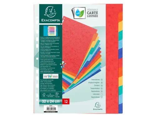 Tabbladen glanskarton 225g 12-delig formaat 24x32cm Assorti