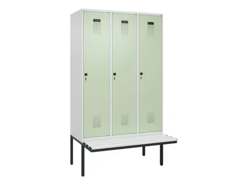 locker met bank,voor scheiding van kleding,HxBxD 2120x1200x815mm,3vak