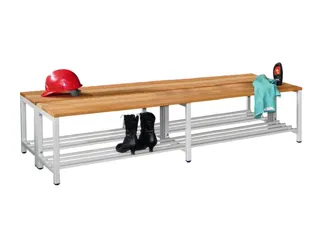 dubbele zitbank,LxD 2000x740mm,houten lijst beuken,onderstel RAL7035 - 1