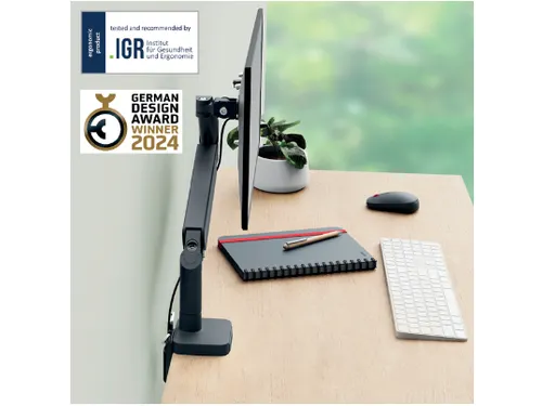 Monitorarm Leitz Ergo ruimtebesparend enkel donkergrijs