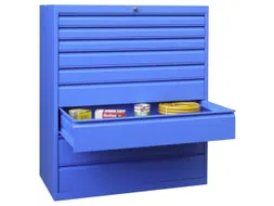 ladekast HxBxD 1200x1023x600mm 9laden RAL7035 front RAL6011