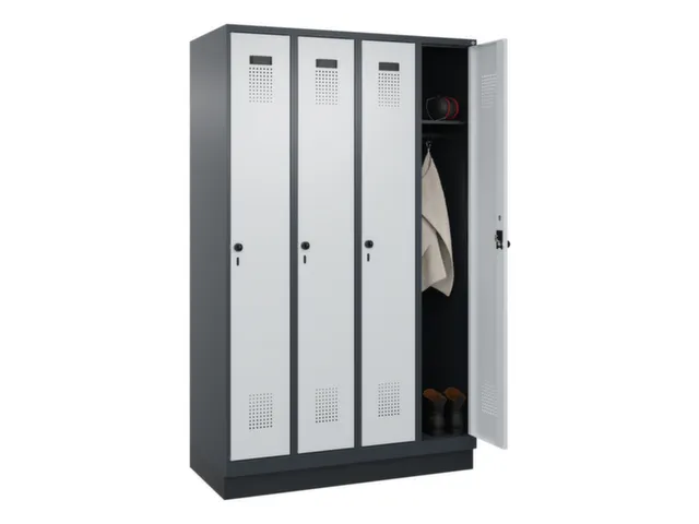locker,HxBxD 1950x1200x500mm,4vak,vak B 300mm,draaigrendel,sokkel
