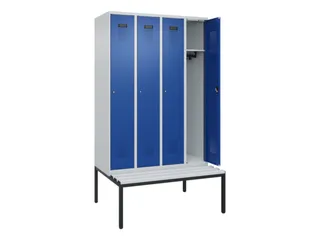 locker met bank,HxBxD 2120x1200x815mm,4vak,vak B 300mm,cilinderslot - 1