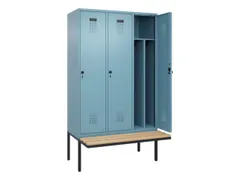 locker met bank,voor scheiding van kleding,HxBxD 2120x1200x815mm,3vak