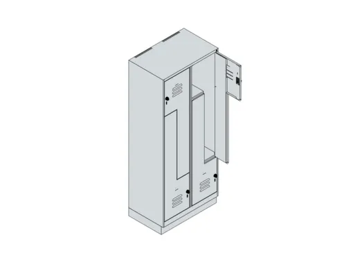 Z-garderobekast,HxBxD 1950x800x500mm,vak B 200/400mm,draaigrendel