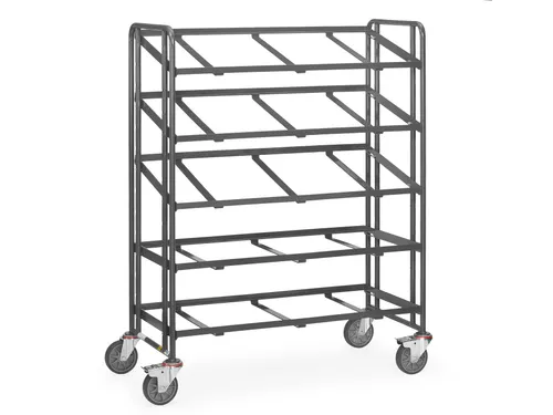 Esd-eurobakkenwagen 9383 300kg 600x400mm 5 Etages Open Ral7015