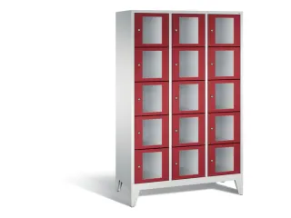 Lockerkast 1850x1200x500mm 3x5 vakken Cilinderslot Poten, RAL3003 - 2