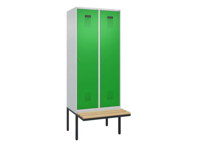 locker met bank,voor scheiding van kleding,HxBxD 2120x800x815mm,2vak