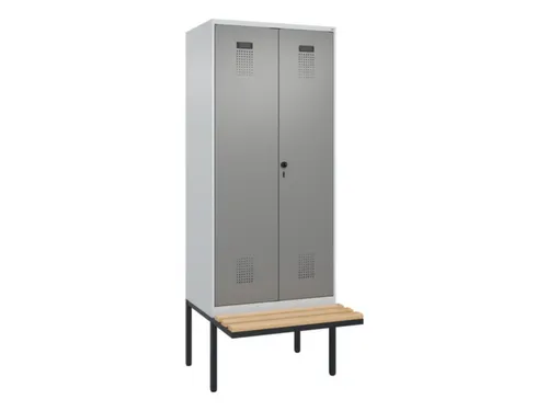 PBM-locker met bank,HxBxD 2120x800x815mm,2vak,vak B 400mm,draaigrendel