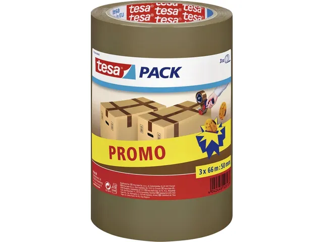 Verpakkingstape Tesapack 57529 50mmx66m bruin PP promopack