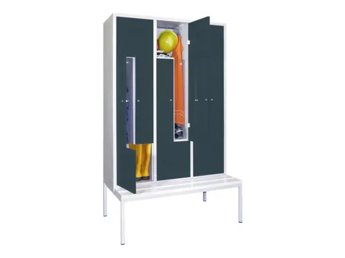 Z-garderobekast,HxBxD 2100x1200x800mm,RAL7035,front RAL7016