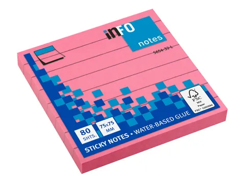 Info Notes 75x75mm Brilliant roze 80 blad lijn