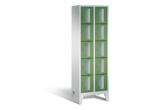 Lockerkast 1850x610x500mm 2x5 vakken Cilinderslot Poten, RAL6011