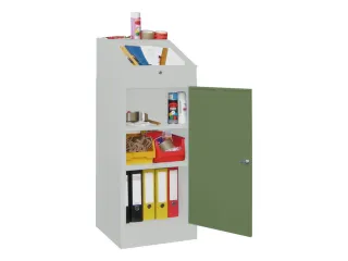 Lessenaarkast 1095/1270x 500x 500mm 2legborden Ral7035 Front Ral6011 - 2