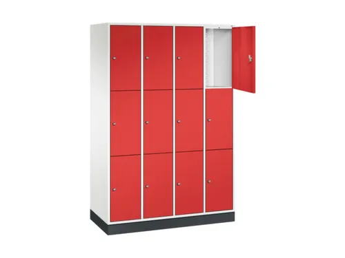 lockerkast,HxBxD 1950x1220x500mm,4x3vakken,cil.-slot,sokkel