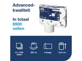 Tork Smartone 472242 Toiletpapier 2-laags T8 1150 vel Wit - 8