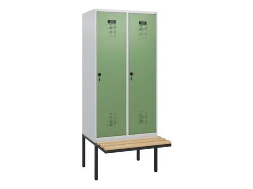 locker met bank,HxBxD 1950x800x815mm,2vak,vak B 400mm,draaigrendel