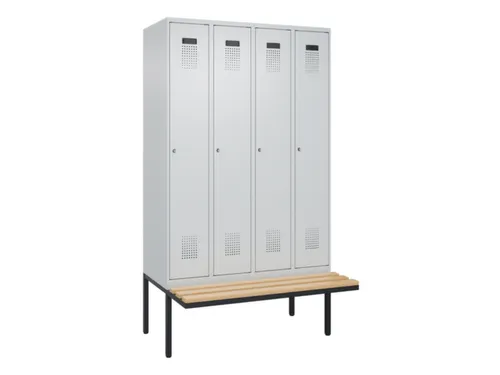 locker met bank,voor scheiding van kleding,HxBxD 2120x1200x815mm,4vak