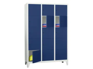 lockerkast,HxBxD 1850x1200x500mm,3x5vakken,RAL7035,front RAL5010 - 2