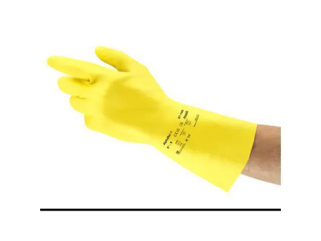 Ansell AlphaTec 87-190 latex handschoenen, geel, maat 9, 12 paar