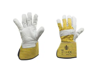 My-T-Gear mechanische lederen handschoenen, blauw/geel/grijs, maat 10, - 1