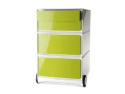 Verrijdbaar Ladeblok 642x390x436mm 4laden Romp Wit Front Groen