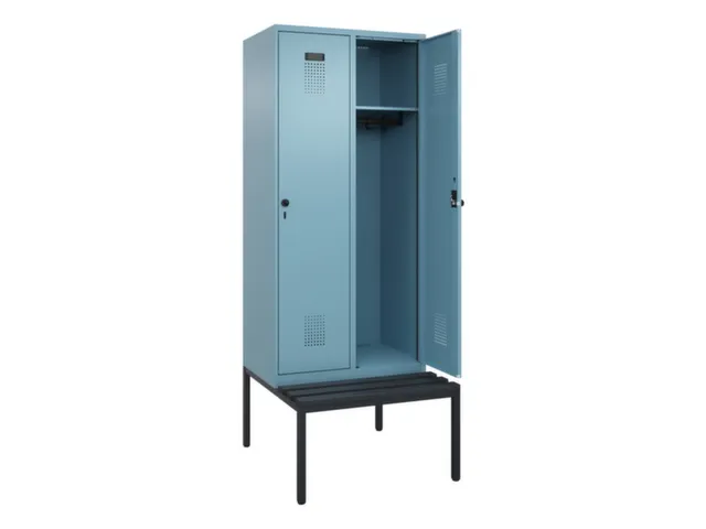 locker met bank,HxBxD 2120x800x815mm,2vak,vak B 400mm,draaigrendel
