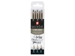 Fineliner Sakura Pigma Micron 05 set zwart & grijs 3 maten - 1