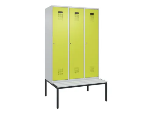 locker met bank,HxBxD 2120x1200x815mm,3vak,vak B 400mm,cilinderslot