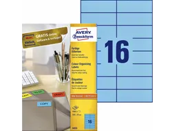 Gekleurde Etiketten Avery Zweckform 105x37mm Blauw 1600 stuks