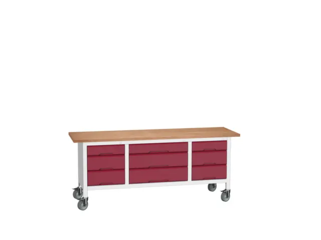 werkbank HxBxD 830x2000x600mm multiplexblad 9laden RAL7035