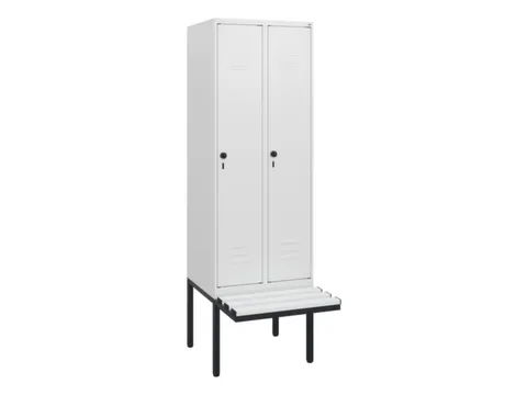 locker met bank,HxBxD 1950x600x815mm,2vak,vak B 300mm,draaigrendel