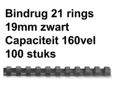 Bindrug Fellowes 19mm 21-rings A4 zwart 100stuks