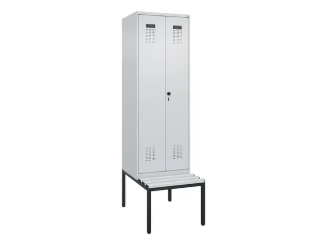locker met bank,voor scheiding van kleding,HxBxD 2120x600x815mm,2vak