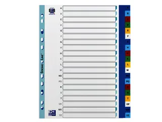 Tabbladen Oxford A4+ 11-gaats 20-delig A-Z PP kleur - 2
